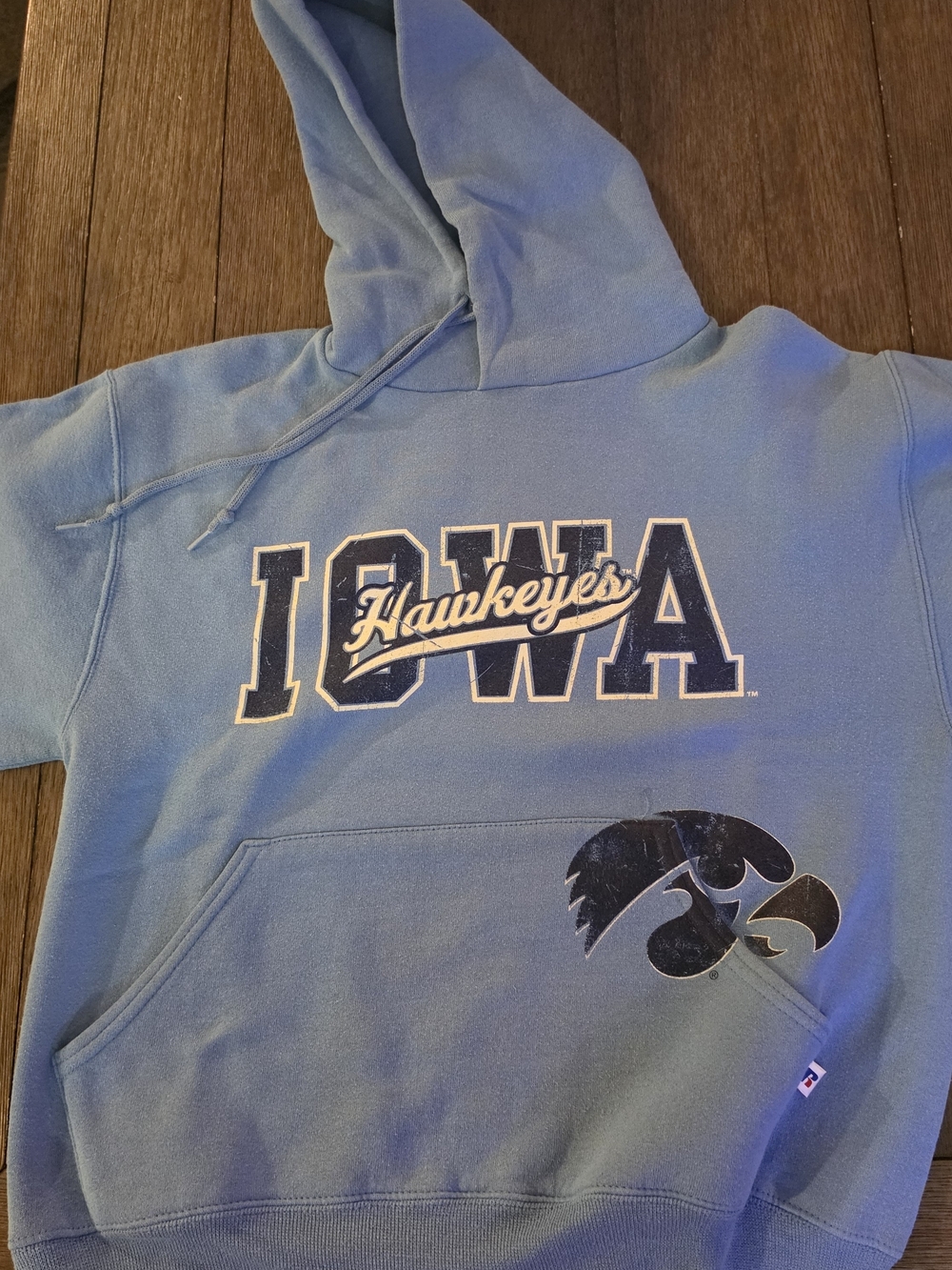 Russell Athletic Iowa Hawkeyes Light Blue Pullover Drawstring Hoodie